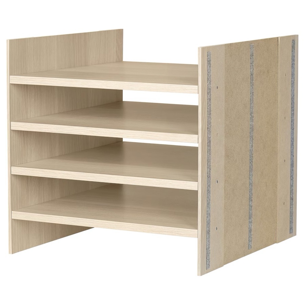 KALLAX Insert With 4 shelves, White Stained/Oak Effect, 13”x13” (506.010.04) NEW